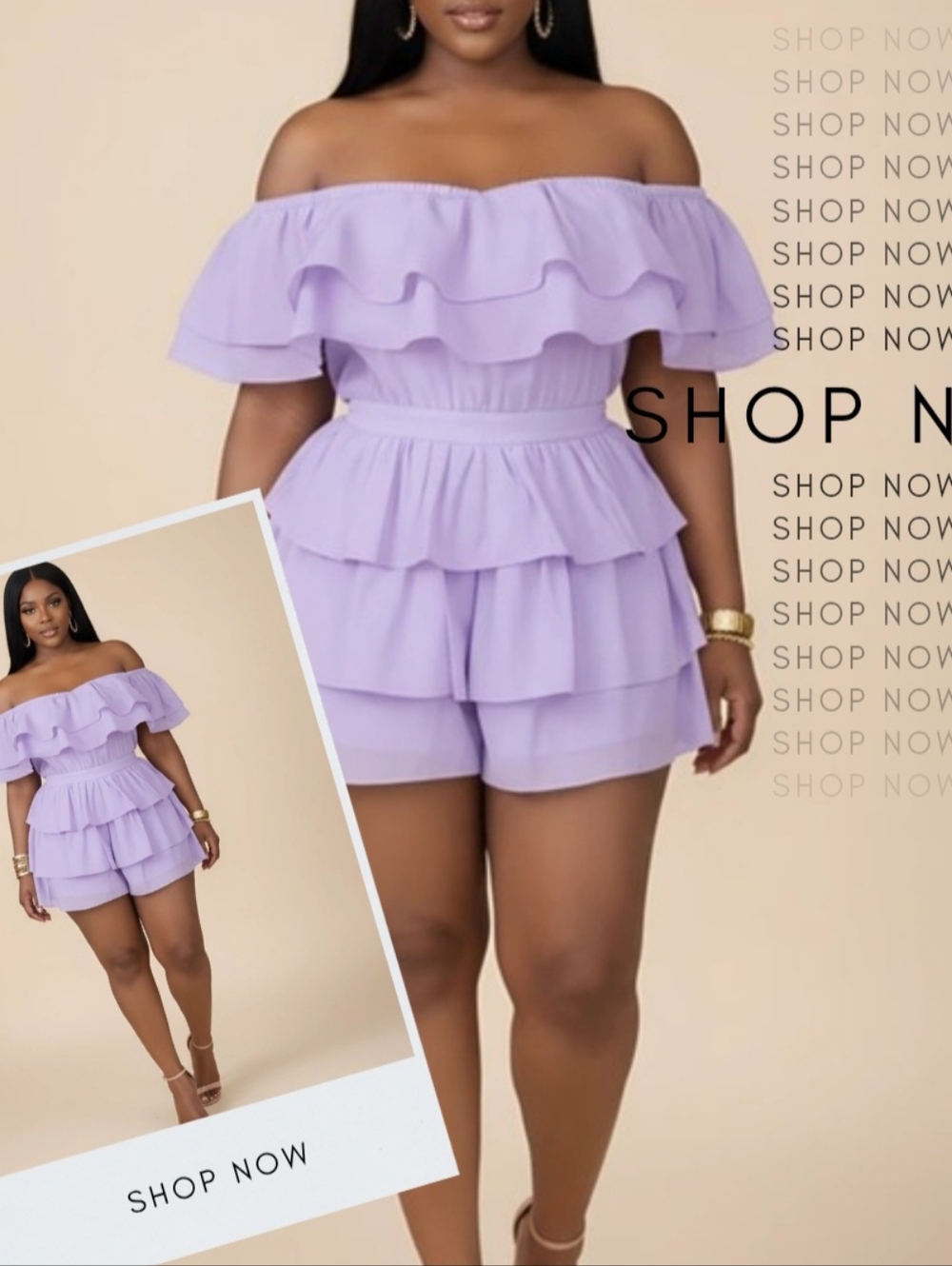 The Off-Shoulder Oasis  Romper - LAVENDER